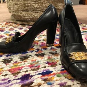 Black Tory Burch Heel with Gold Detail
